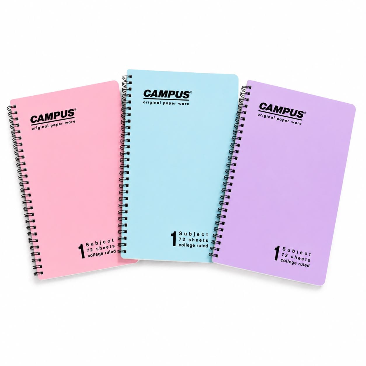 מארז 3 מחברות ספירלה A4 CAMPUS — צבעי פסטל