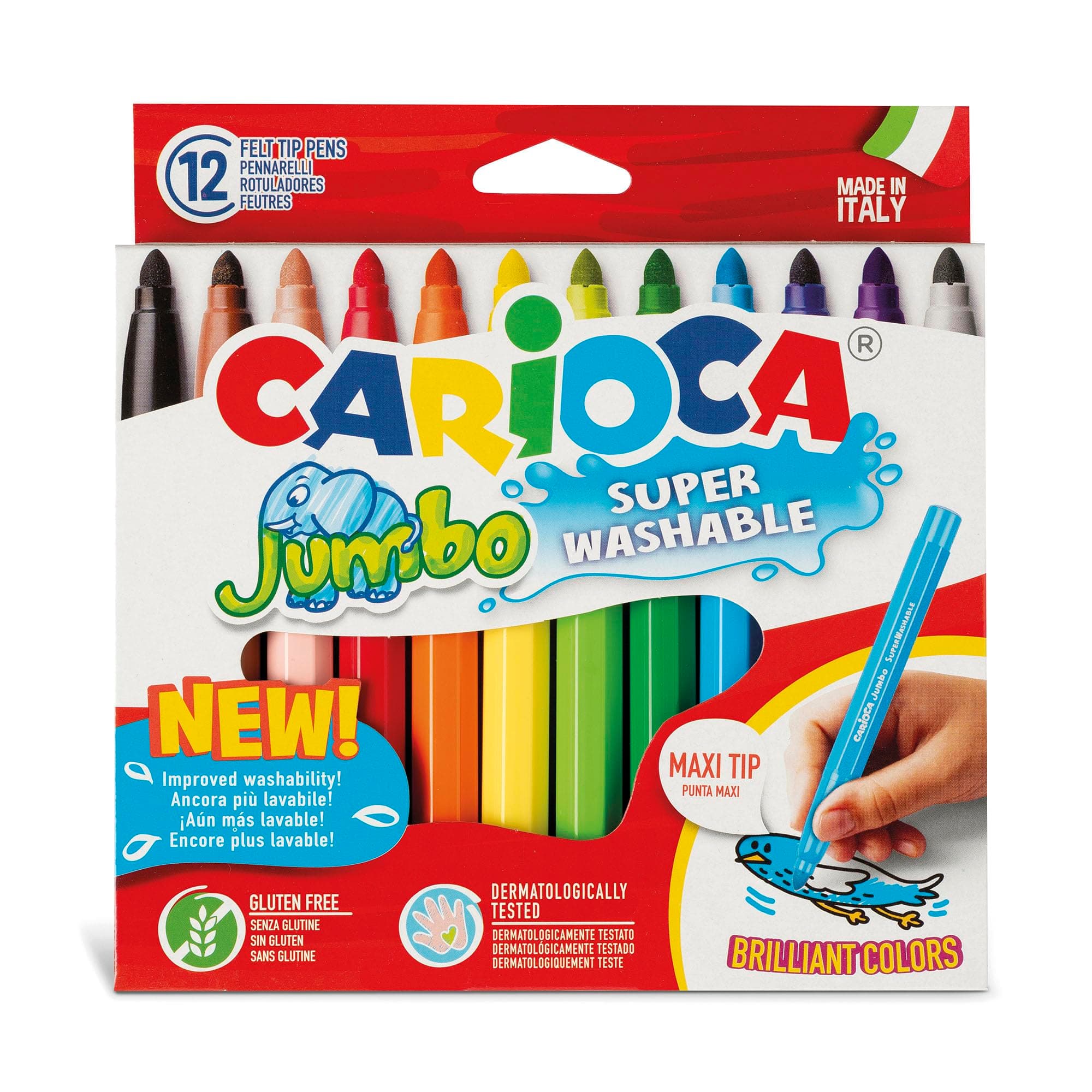 טושים צבעוניים CARIOCA Jumbo – מארז 12 יחידות