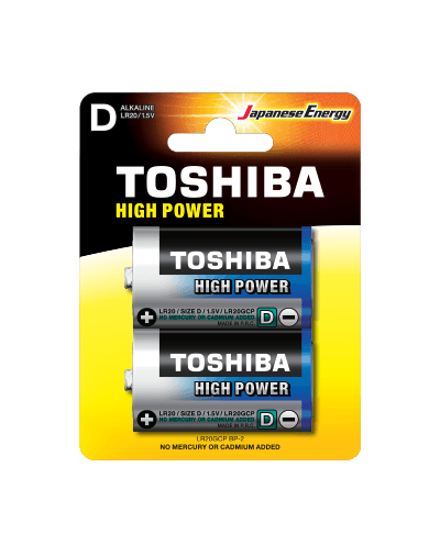 סוללות D אלקליין High Power - Toshiba (זוג)