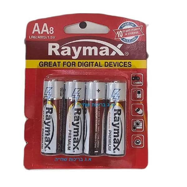 סוללות AA אלקליין פרימיום - Raymax (4 יח')